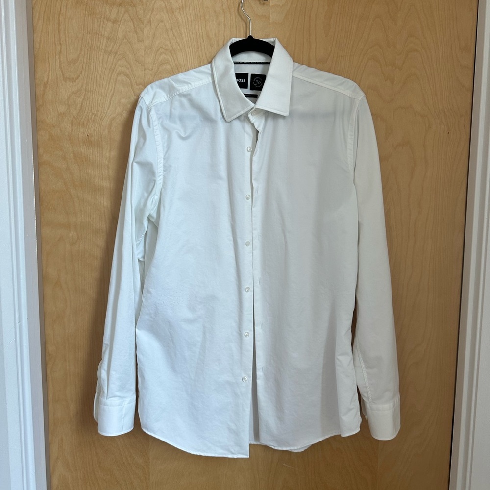 Hugo Boss white dress shirt men’s 41, neck 16, Large